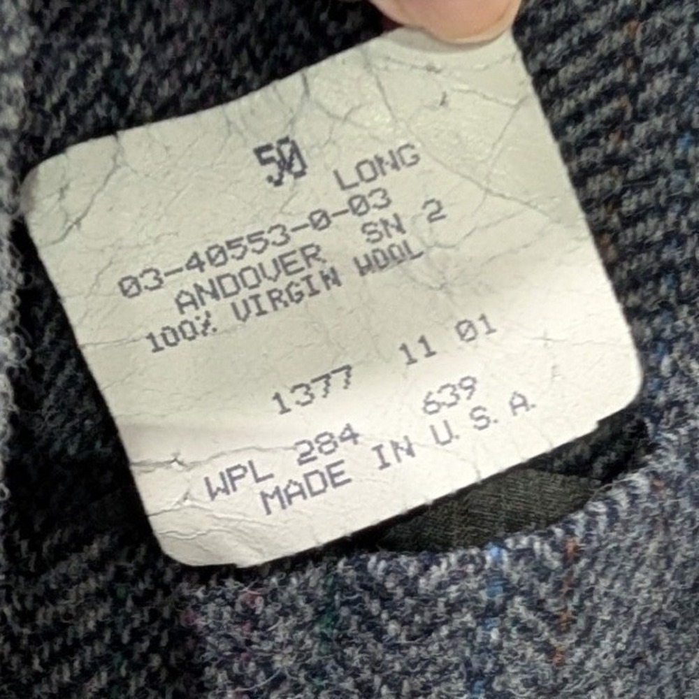 Vintage Andover 100% Virgin Wool Mens Dark Grey Herringbone Blazer Size 50 - Picture 7 of 11